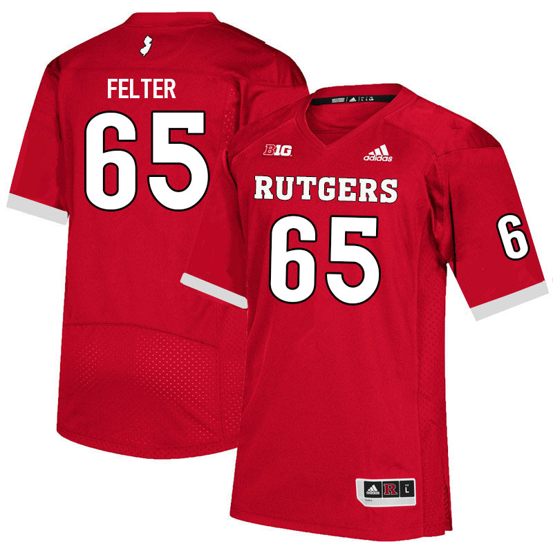 Men #65 Bryan Felter Rutgers Scarlet Knights College Football Jerseys Sale-Scarlet